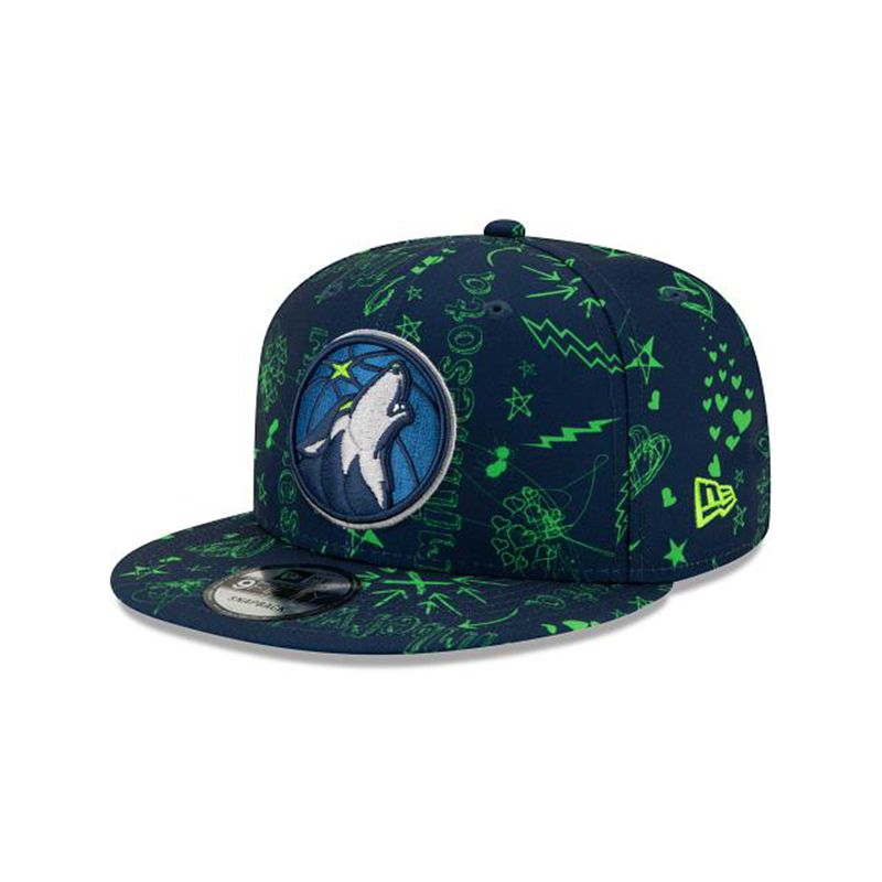 NBA Minnesota Timberwolves Doodle 9Fifty Snapback (ZRU0808) - Blue New Era Caps